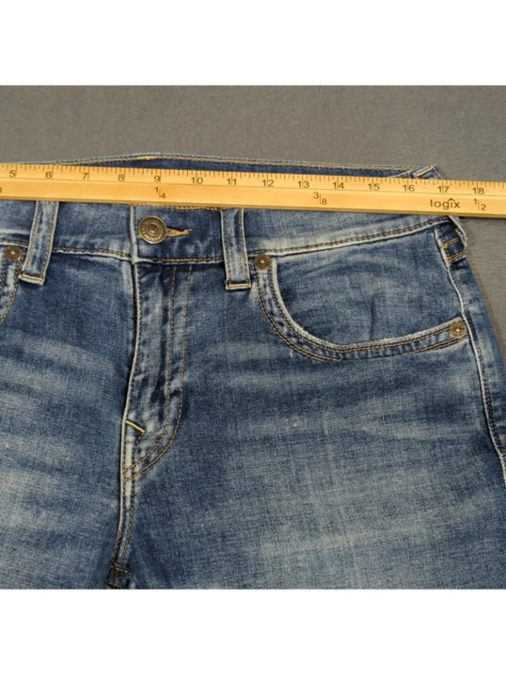 True Religion Jeans Men's 34x31 Blue Ricky Flap Pocket Relaxed Straight